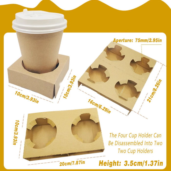 100 Pcs Corrugated Cup Holder Thick Kraft Paper Base