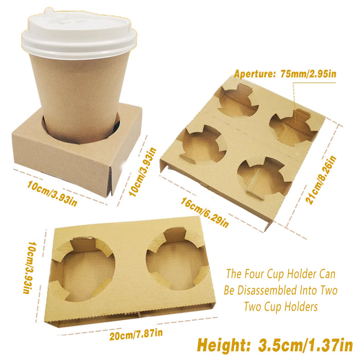100 Pcs Corrugated Cup Holder Thick Kraft Paper Base