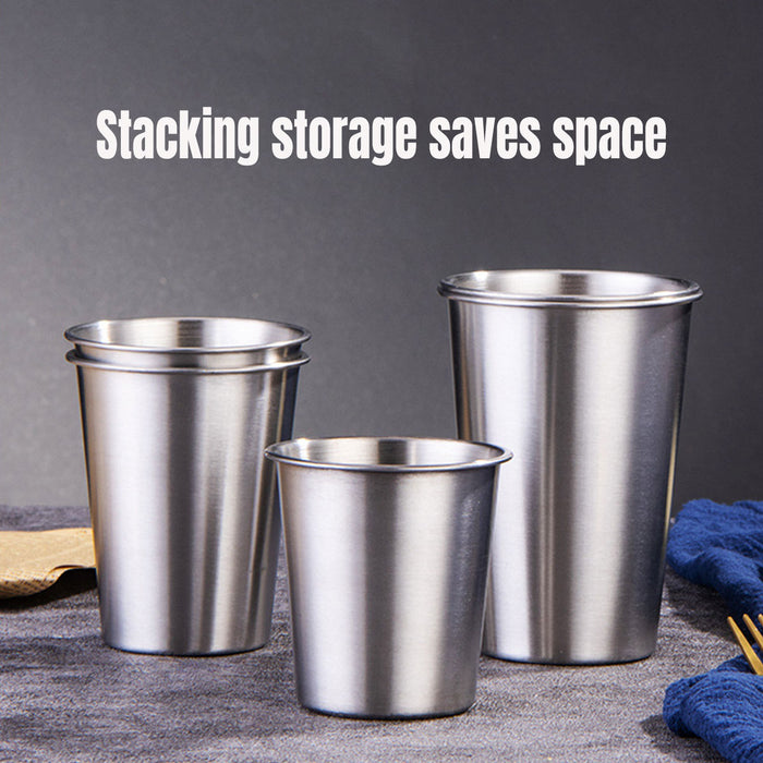 4PCS Stainless Steel Mug Set Portable Travel Cups Durable Drinking Coffee Mugs