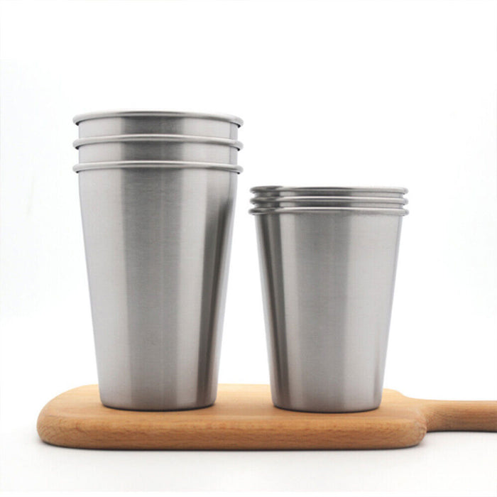 4PCS Stainless Steel Mug Set Portable Travel Cups Durable Drinking Coffee Mugs