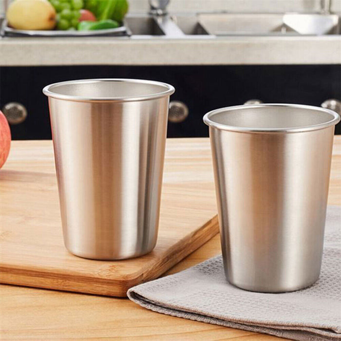 4PCS Stainless Steel Mug Set Portable Travel Cups Durable Drinking Coffee Mugs