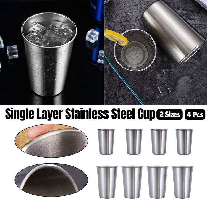 4PCS Stainless Steel Mug Set Portable Travel Cups Durable Drinking Coffee Mugs