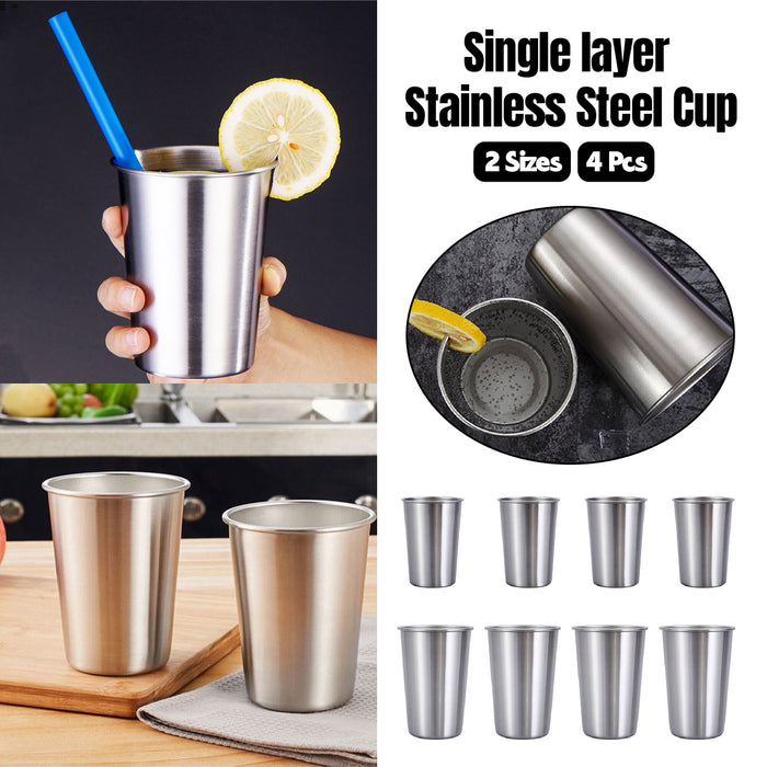 4PCS Stainless Steel Mug Set Portable Travel Cups Durable Drinking Coffee Mugs