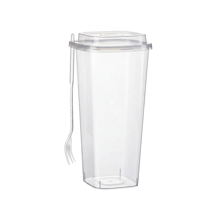 50 Pcs Fruit Tea Cups with Lids Forks 650ml 960ml PP