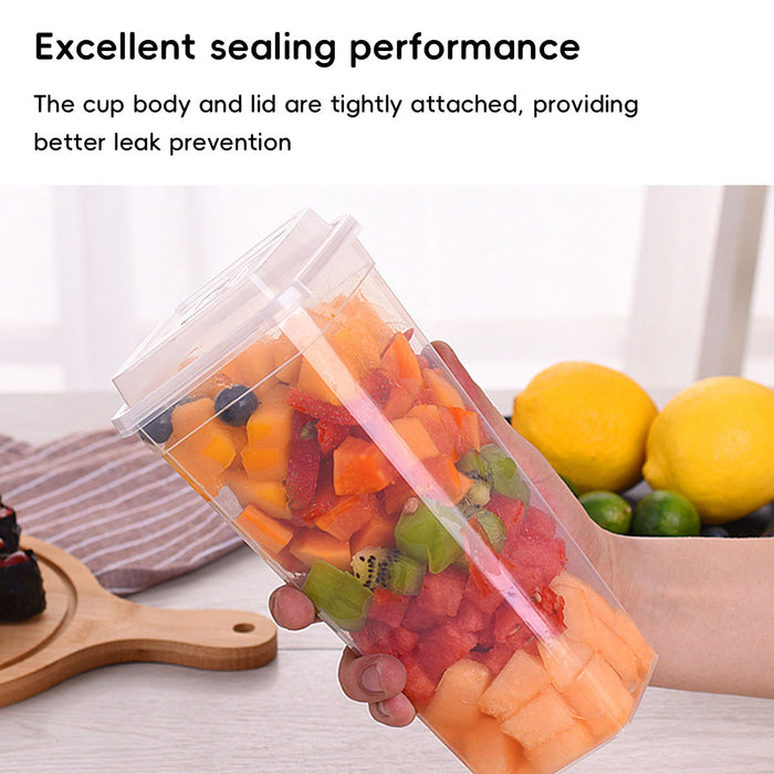 50 Pcs Fruit Tea Cups with Lids Forks 650ml 960ml PP
