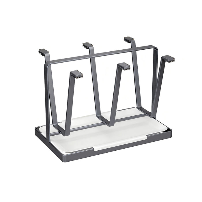 6 Hook Stainless Steel Cup Drying Rack with Drip Tray