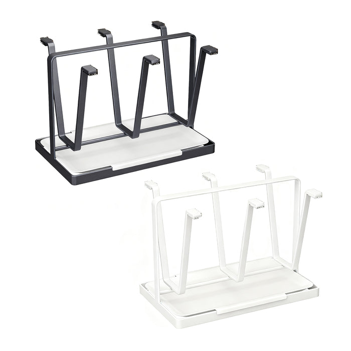 6 Hook Stainless Steel Cup Drying Rack with Drip Tray