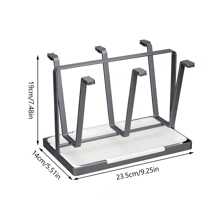 6 Hook Stainless Steel Cup Drying Rack with Drip Tray