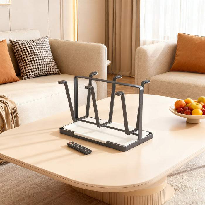 6 Hook Stainless Steel Cup Drying Rack with Drip Tray