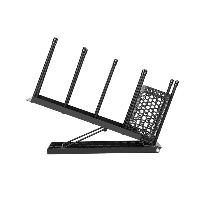 Metal Cup Organiser Rack with Straw Basket, Black