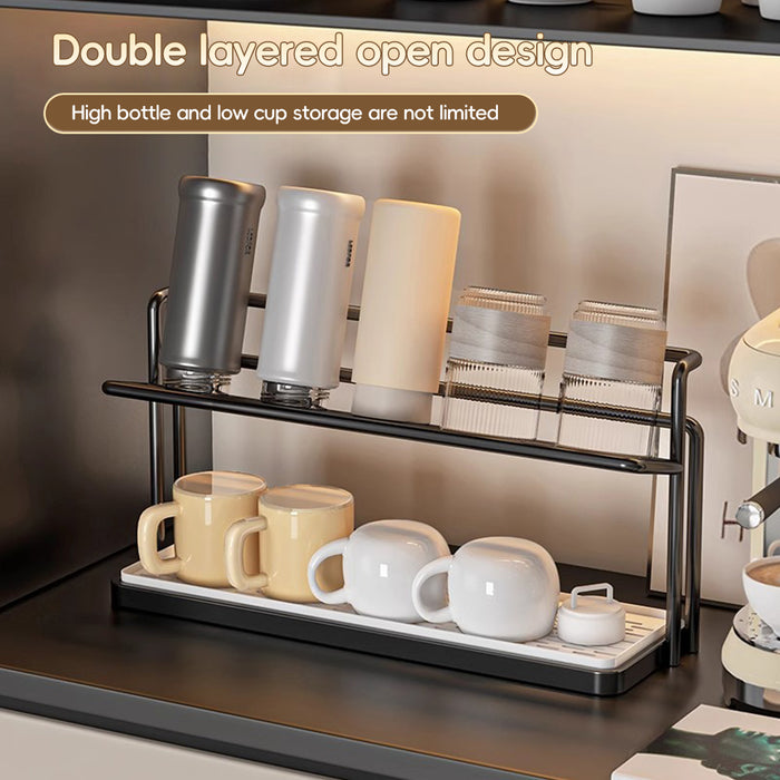 2 Tier Cup Drying Rack with Tray Slim 15.74in Base