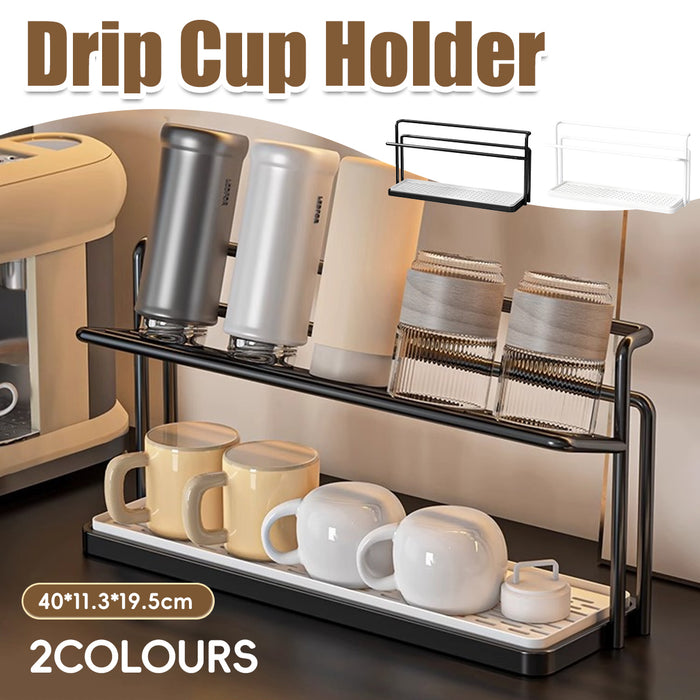 2 Tier Cup Drying Rack with Tray Slim 15.74in Base