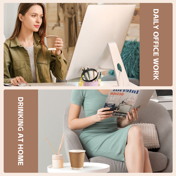 50PCS Disposable Coffee Cups 300ml Food-Grade for Takeaway Hot & Cold Drinks