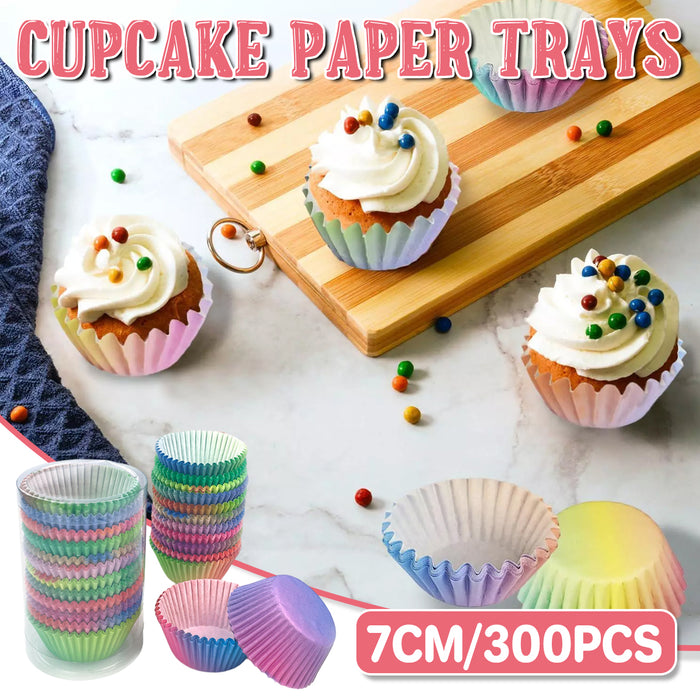 300 Pcs Gradient Cupcake Paper Cases Muffin Liners Food Grade