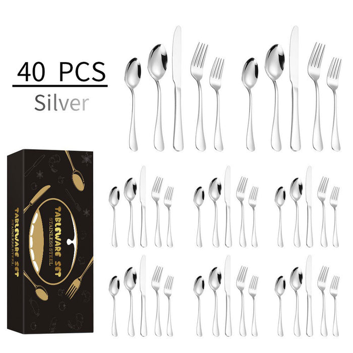Stainless Steel Silver Cutlery Set of 40