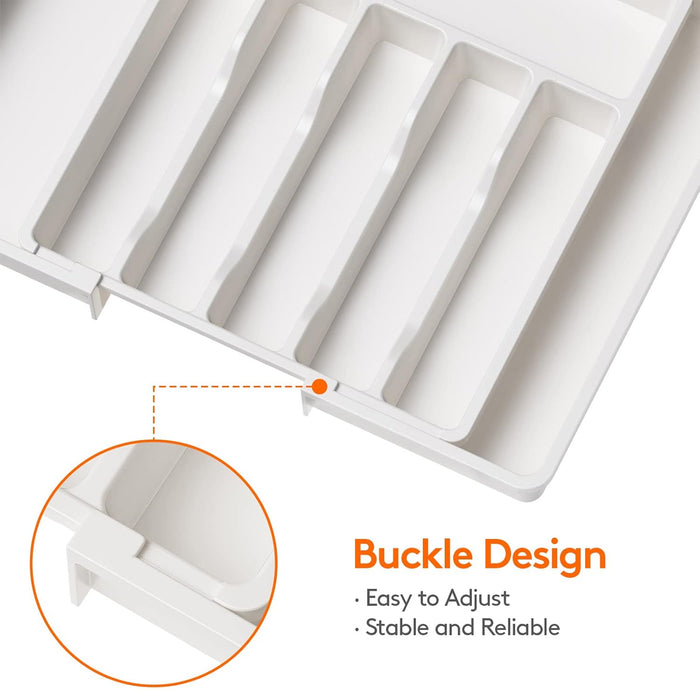 White Extendable Cutlery Storage Tray