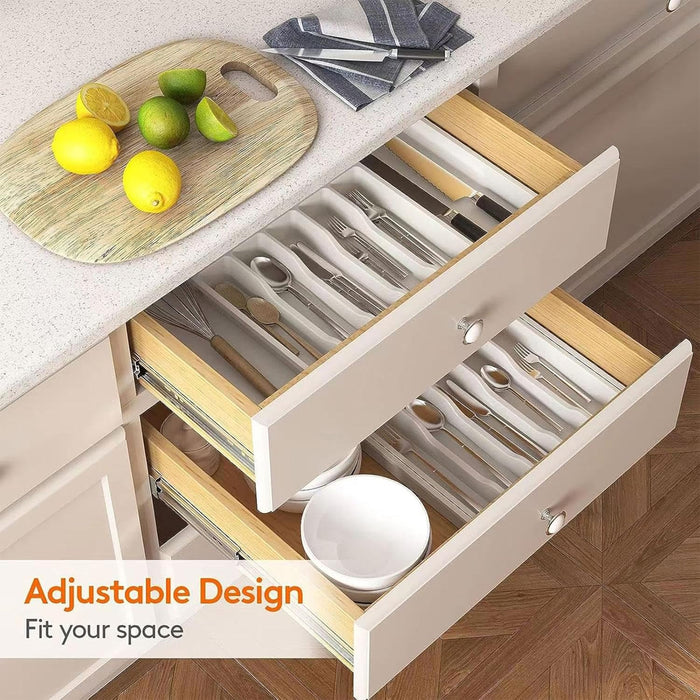 White Extendable Cutlery Storage Tray