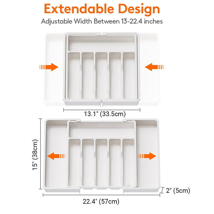 White Extendable Cutlery Storage Tray