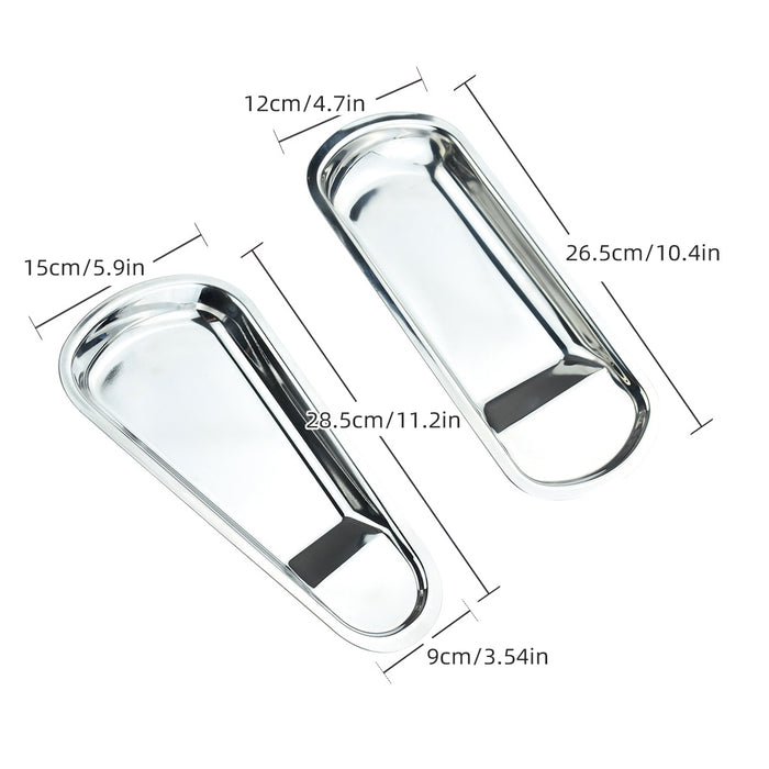 6 Pcs Stainless Steel Cutlery Tray Set 3 Fan-Shaped and 3 Square 28.5 x 15 cm