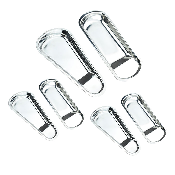 6 Pcs Stainless Steel Cutlery Tray Set 3 Fan-Shaped and 3 Square 28.5 x 15 cm