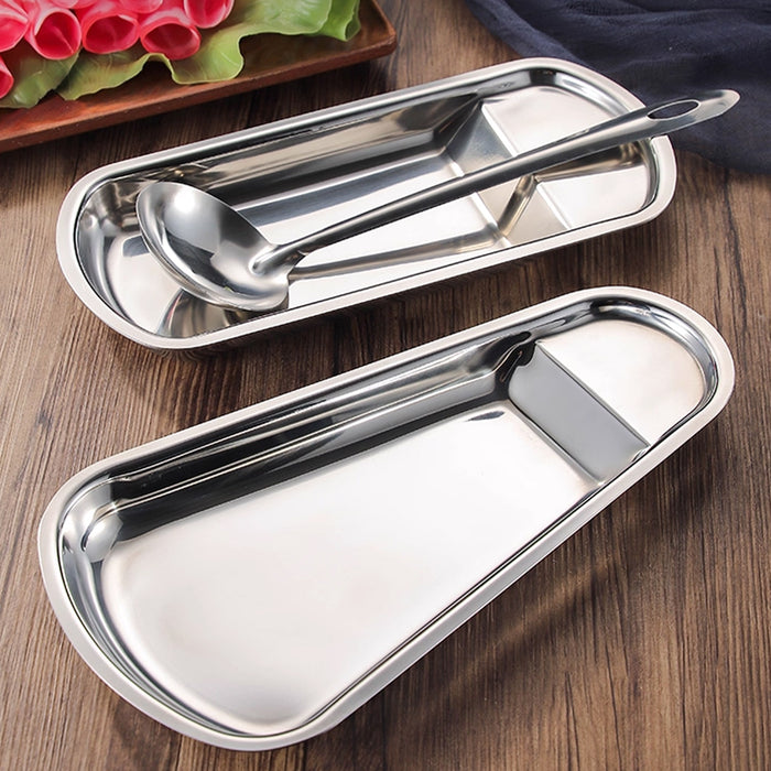 6 Pcs Stainless Steel Cutlery Tray Set 3 Fan-Shaped and 3 Square 28.5 x 15 cm