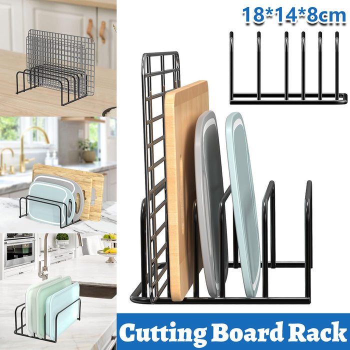 Chopping Board Rack Metal Black Space Saving 18cm