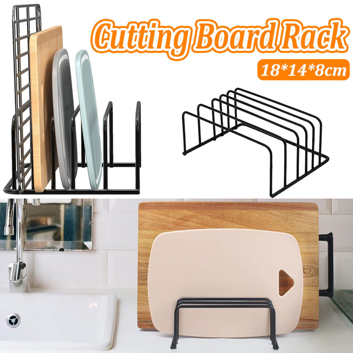 Chopping Board Rack Metal Black Space Saving 18cm