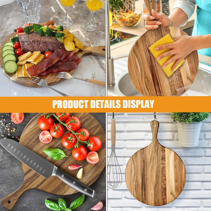 Solid Wood Cutting Board Non Slip Round Or Long 1.5cm