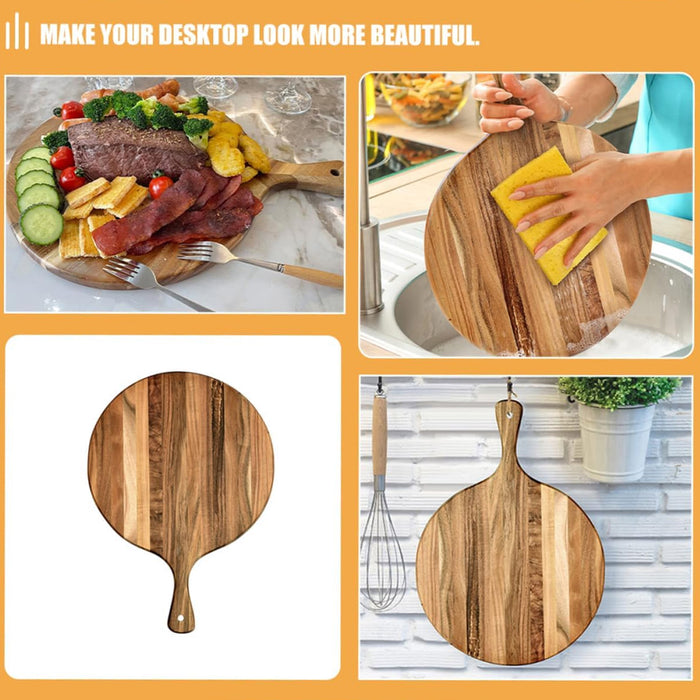 Solid Wood Cutting Board Non Slip Round Or Long 1.5cm