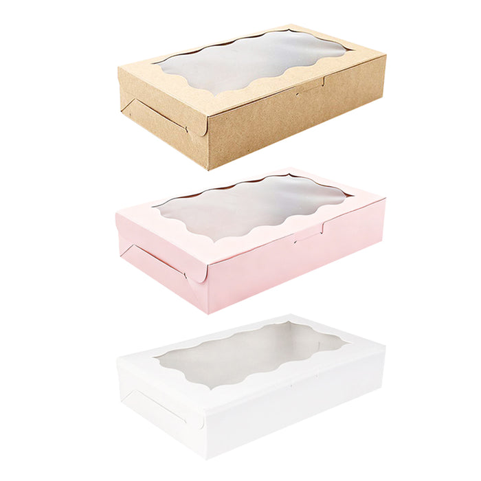 50 Pcs Kraft Cake Boxes with Clear Window Food-Grade in 3 Colors