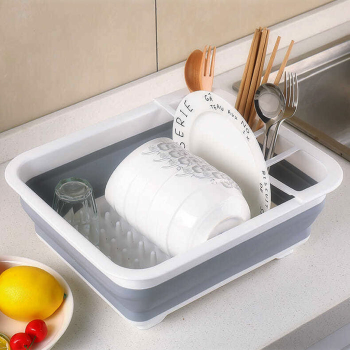 Home Master Collapsible Dish Drainer 10L with Cutlery Holder