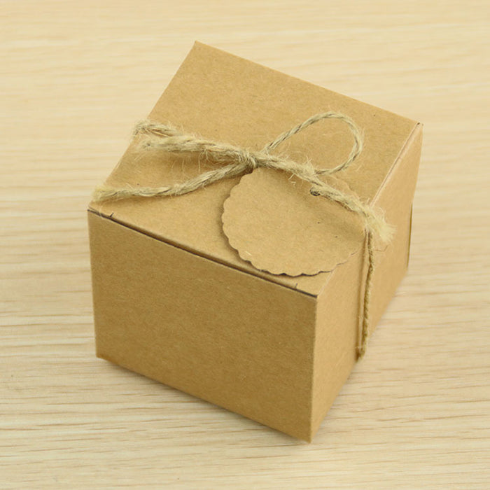 100 Pcs Kraft Paper Gift Boxes with Jute String and Tags