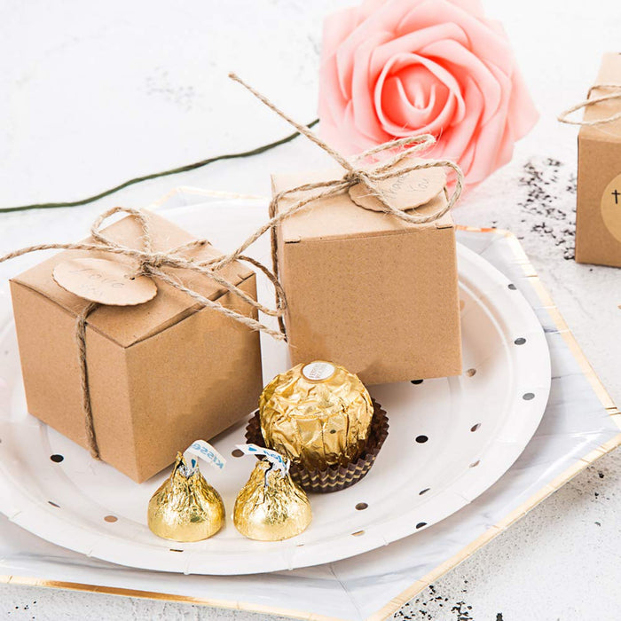 100 Pcs Kraft Paper Gift Boxes with Jute String and Tags