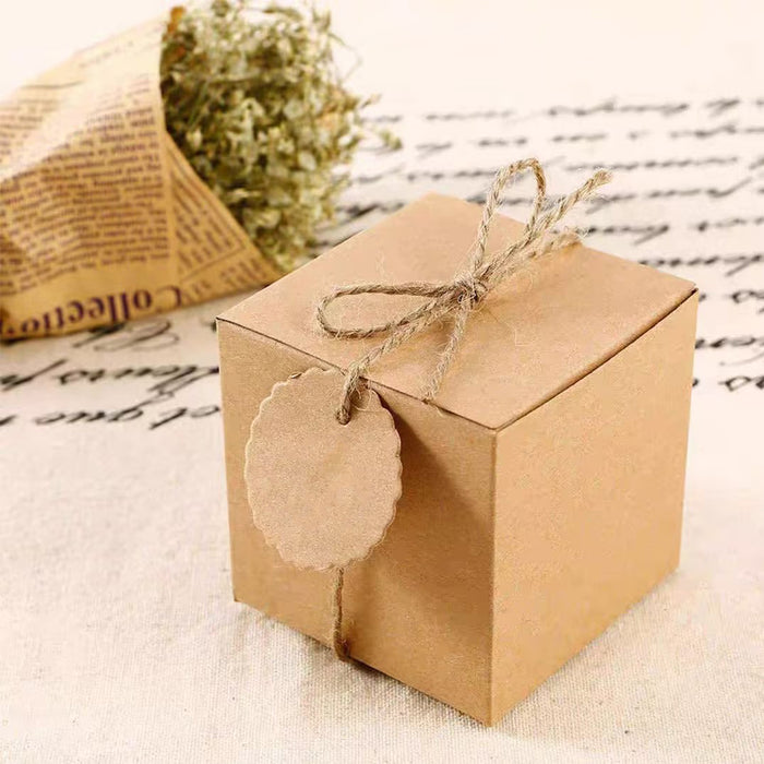 100 Pcs Kraft Paper Gift Boxes with Jute String and Tags