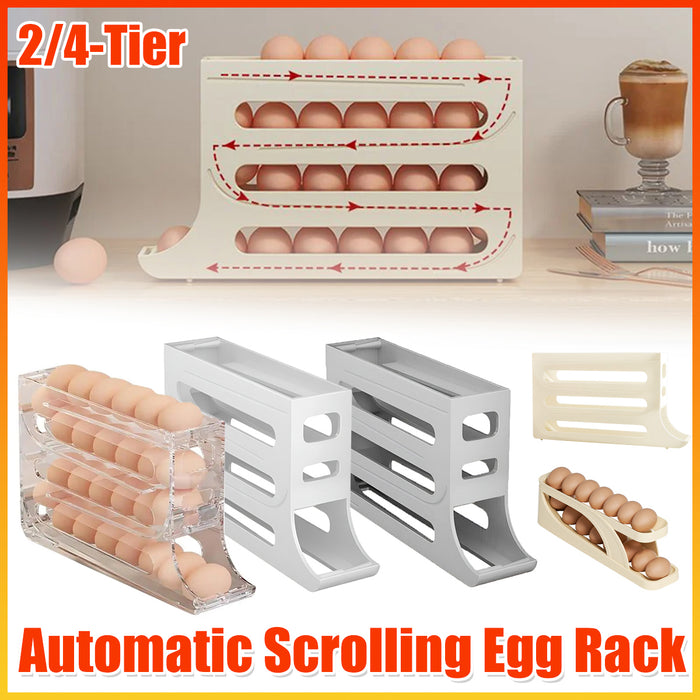 Automatic Scrolling Egg Rack Holder 2-Tier or 4-Tier Space-Saving Egg Storage