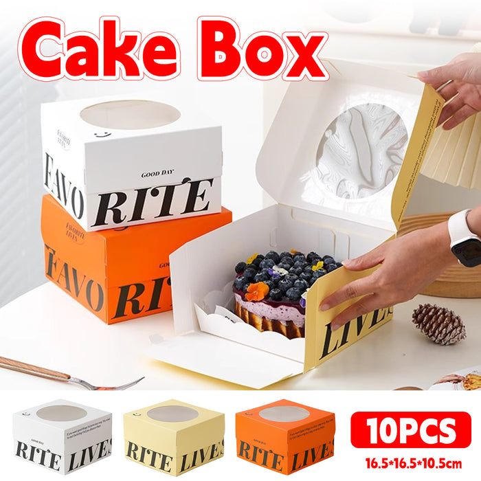 10 Pcs Clear Window Cake Dessert Takeaway Boxes Stackable in 3 Colors