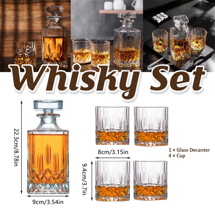 1 Decanter 4 Glasses Whisky Decanter Set Clear Glass