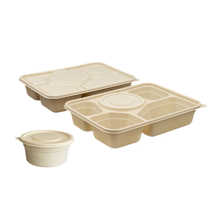 Degradable Corn Starch Takeaway Box, Matching Bowls, 50pcs