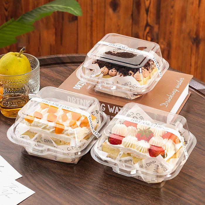 50 Pcs Clear Plastic Tiramisu Box 4 Inch Clamshell Cake Container