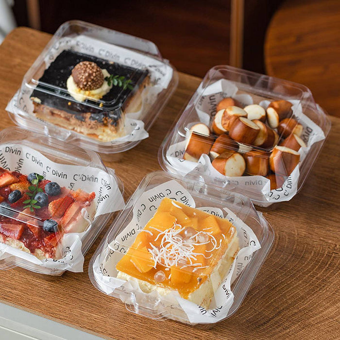 50 Pcs Clear Plastic Tiramisu Box 4 Inch Clamshell Cake Container