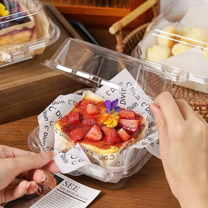50 Pcs Clear Plastic Tiramisu Box 4 Inch Clamshell Cake Container