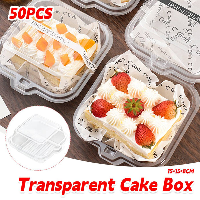 50 Pcs Clear Plastic Tiramisu Box 4 Inch Clamshell Cake Container