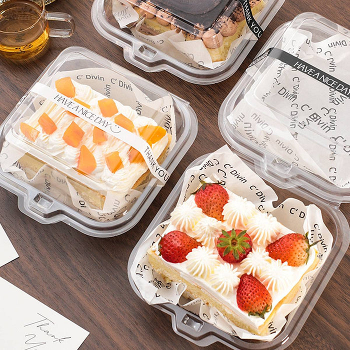 50 Pcs Clear Plastic Tiramisu Box 4 Inch Clamshell Cake Container
