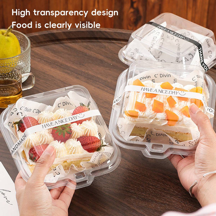 50 Pcs Clear Plastic Tiramisu Box 4 Inch Clamshell Cake Container