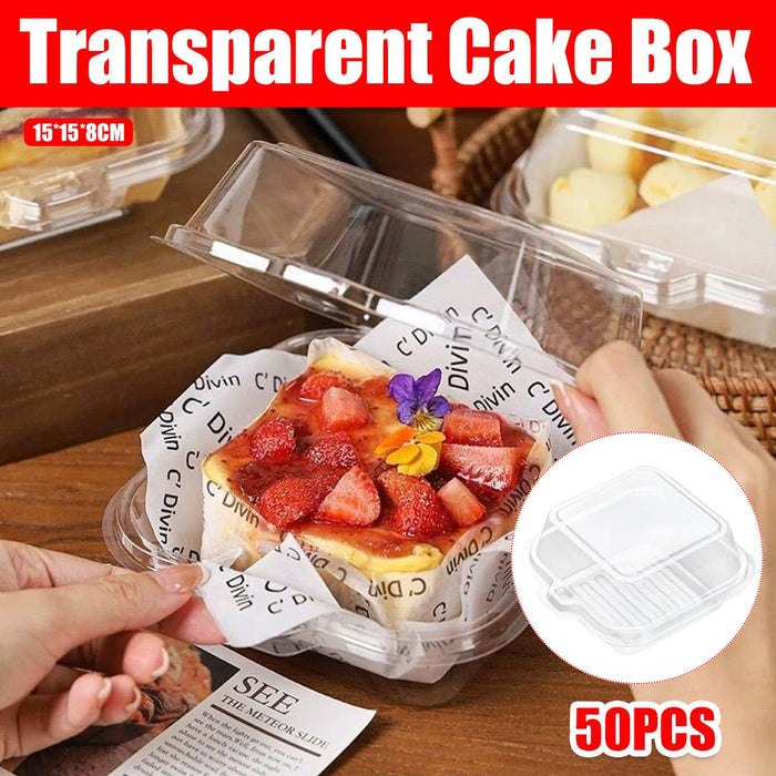 50 Pcs Clear Plastic Tiramisu Box 4 Inch Clamshell Cake Container
