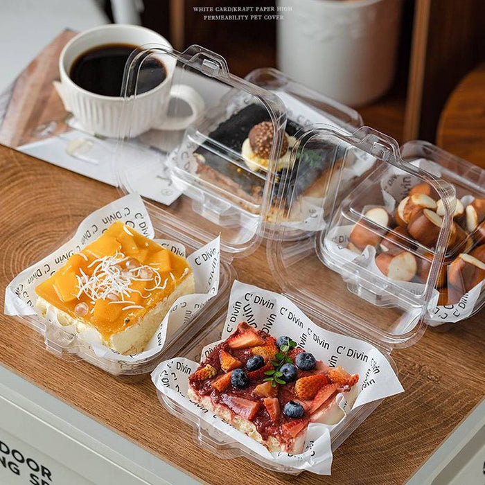 50 Pcs Clear Plastic Tiramisu Box 4 Inch Clamshell Cake Container