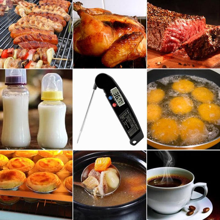 Foldable Digital Food Thermometer Fast Read BBQ Cooking Meat Probe