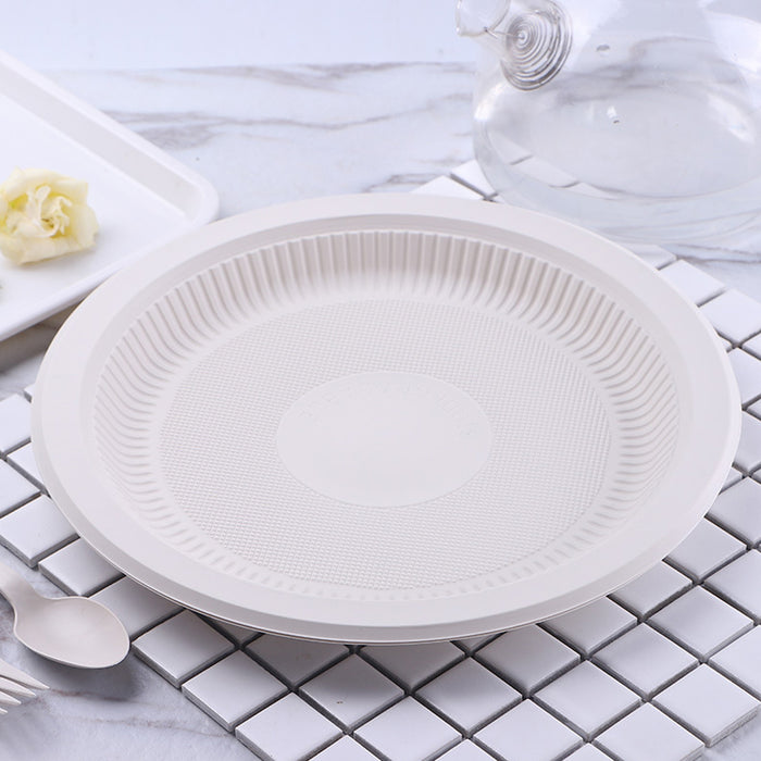 100Pcs Corn Starch Degradable Dinner Plates Eco-Friendly Disposable Tableware