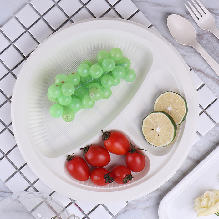 100Pcs Corn Starch Degradable Dinner Plates Eco-Friendly Disposable Tableware