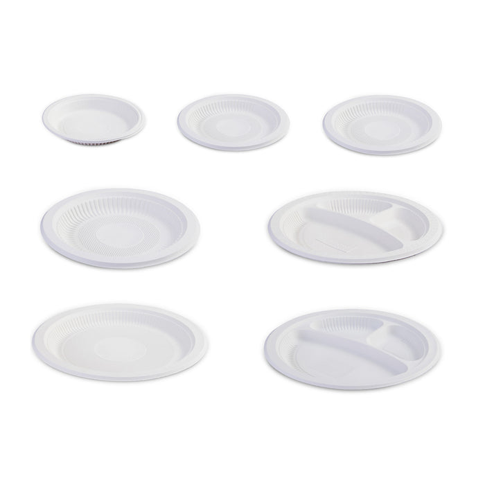 100Pcs Corn Starch Degradable Dinner Plates Eco-Friendly Disposable Tableware